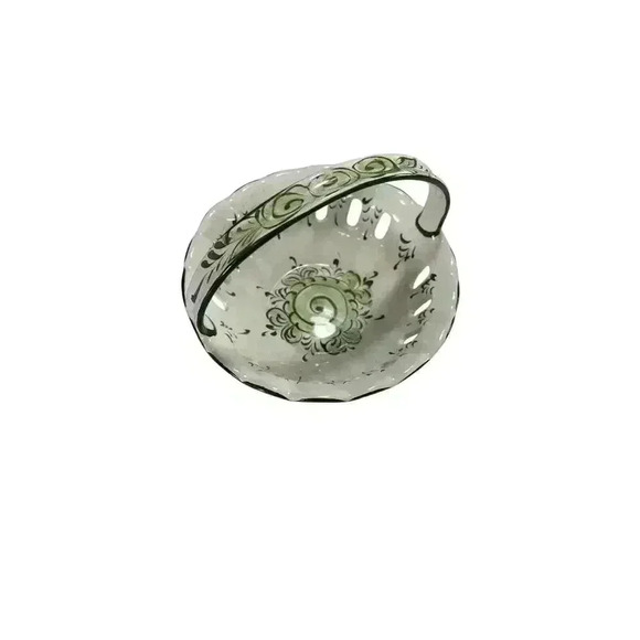 Vintage Vestal Bowl Basket Made In Portugal Numbered 94/2 Hand Painted Porcelain - Picture 5 of 12